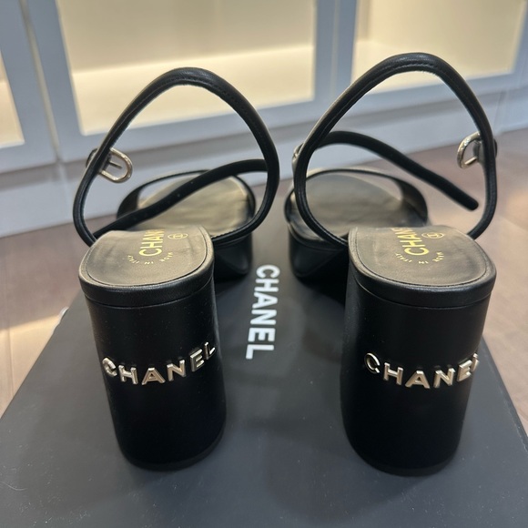 Chanel black block heels (sz 41) - Picture 2 of 4